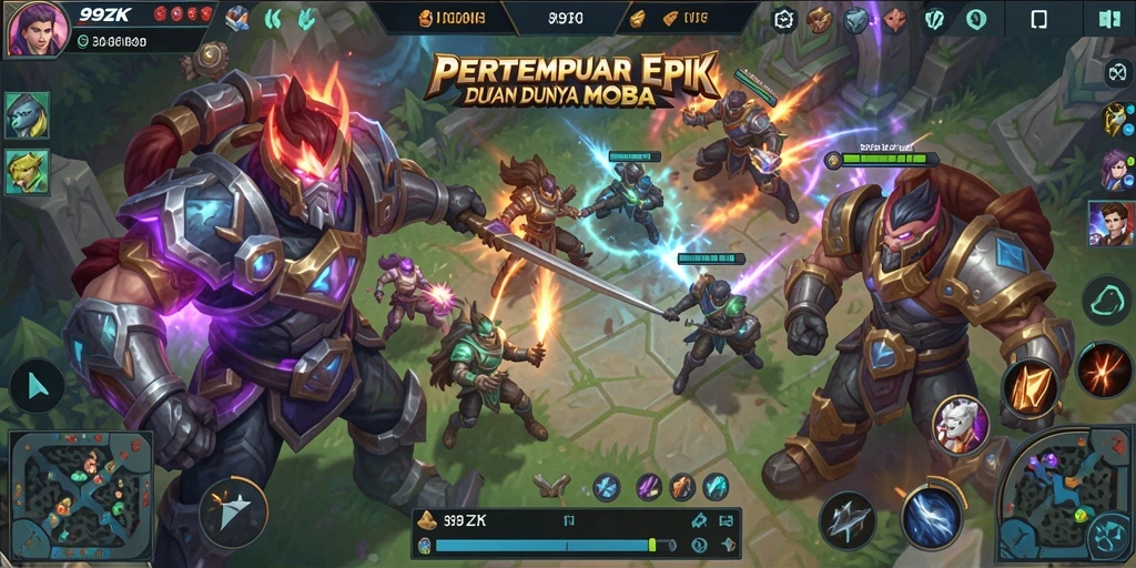 Tangkapan layar gameplay seru dalam 99ZK yang menampilkan aksi pertempuran tim.