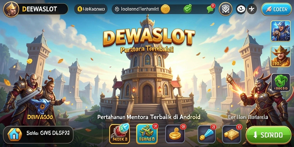 Tampilan gameplay DEWASLOT yang menegangkan dalam pertarungan Tower Defense.