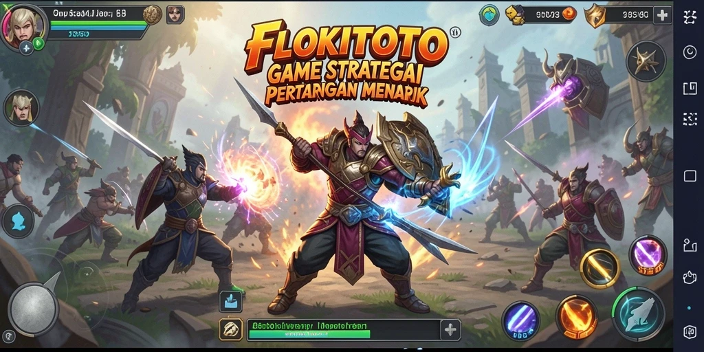 Tampilan gameplay menarik FLOKITOTO saat bertarung.