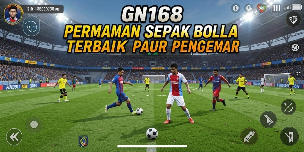 Tampilan gameplay menarik dari GN168 yang menampilkan aksi sepak bola.