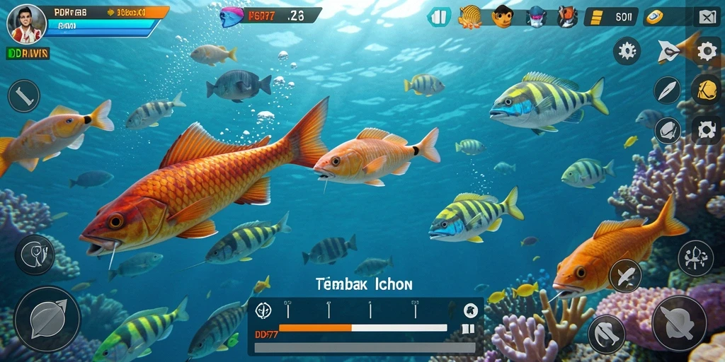 Tampilan menarik dari gameplay Tembak Ikan IDR77.
