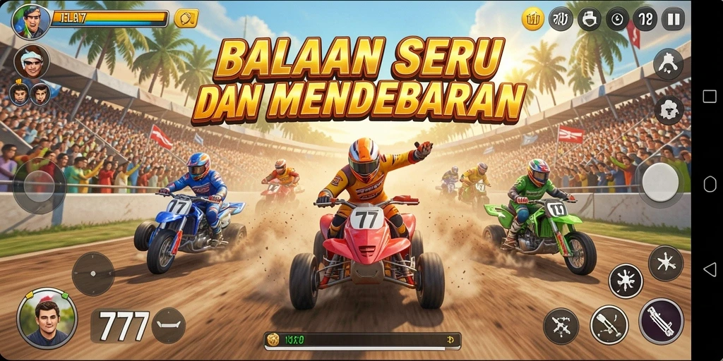 Gameplay balapan seru di JELAS777 dengan mobil balap yang menakjubkan.