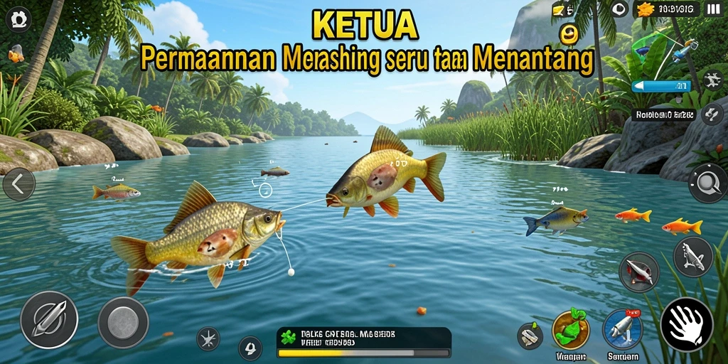 Tampilan gameplay KETUA dengan aksi memancing yang seru dan menantang.
