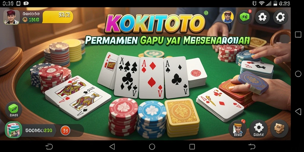 Tampilan gameplay menarik KOKITOTO dengan tema Gaple yang seru.