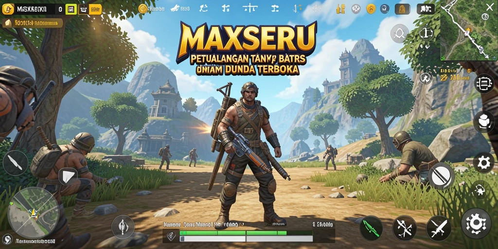 Gameplay menarik di dunia terbuka MAXSERU yang luas.