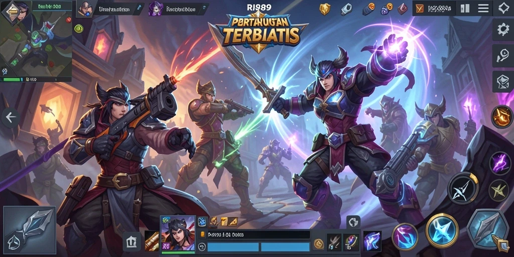 Tampilan epic dari gameplay seru RI889 di arena pertempuran.