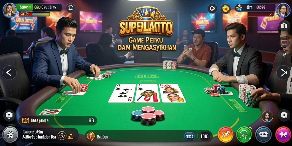 Tampilan gameplay Poker SUPERLIGATOTO yang mendebarkan dan interaktif.