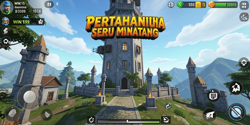 Screenshot gameplay WIN199 menampilkan aksi Tower Defense yang mendebarkan.