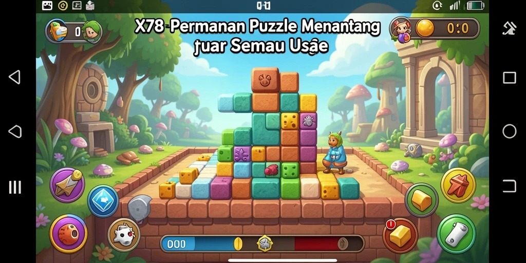 Tampilan gameplay X78 dengan berbagai tantangan Puzzle yang menarik.